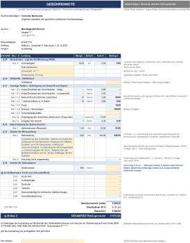 Gebührennote nach GebAG – automatisch nach Paragraphen zusammengestellt