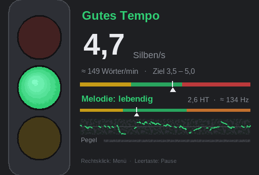 Sprechampel: gutes Tempo, Melodie lebendig