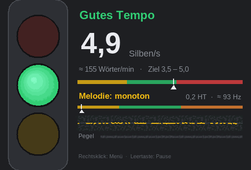 Sprechampel: Melodie monoton – die Anzeige wird gelb